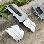 Retractable Box Cutters Utility Knife,Replaceable Blade Pocket Knife With Clip, With 5pcs Spare Blades,Lightweight Aluminum Handle for Outdoor And Indoor EDc, Camping & Survival - Image 4