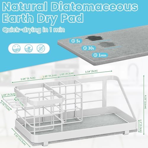 Toothbrush Holders Instant-Drying Organizer - Bathroom Countertop/Wall Mounted Electric Toothbrush Holder - Toothbrush Head Toothpaste Holder, Bathroom Counter Organizers and Storage, White - Image 3
