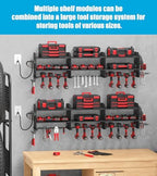 CCCEI Pack of 2 Modular Power Tools Organizer, Drills and Battery Storage Wall Mount, Garage Shop Organization, Anniversary, Birthday, Gifts for Men, Father, Black. - Image 3