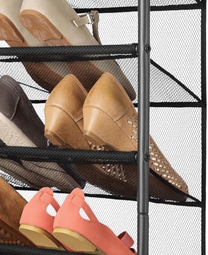 Whitmor 36 Pair Over the Door Shoe Rack, 12 Tier Hanging Shoe Organizer, Heavy Duty Metal & Mesh Shoe Holder, Hanging Shoe Rack for Closet Organizer & Storage, 69" L x 21.7" W x 7.5" H, Gunmetal Gray - Image 6