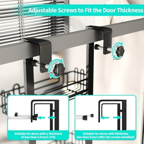 HapiRm 3 Tier Over the Door Shower Caddy, Hanging Shower Caddy with 16 Hooks and 2 Soap Holders, No Drilling Adjustable Hanging Bathroom Organizer - Black - Image 5