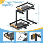 ADBIU Under Sink Organizer 2 Packs 2 Tier Expandable Height Under-Sink Organizers Slide Out Pull Out Organizer Shelf, Black - Image 2