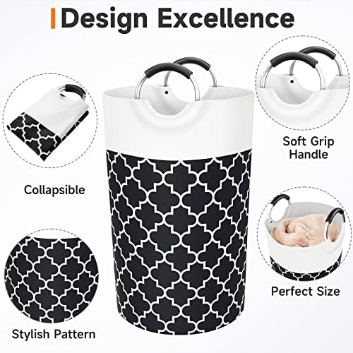 Large Laundry Basket, 82L Tall Collapsible Hamper with Handles, Black - Image 3