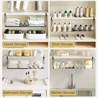 Expandable Shoe Rack Organizer for Cabinet, Adjustable Hanging Under Shelf Storage, Sturdy Round Tube Design, Space Saving Shoe Shelf for Closet, Entryway, Laundry Room, Black - Image 7