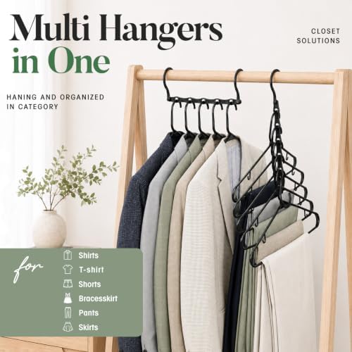 HOUSE DAY Space Saving Hangers 6 Pack with 50 Pack Plastic Hangers, Black | Saving Small Closet Space, No Folding Required, Easy Visibility for Dorm, Apartment Storage, Grouped by Color or Daily Outfit - Image 7