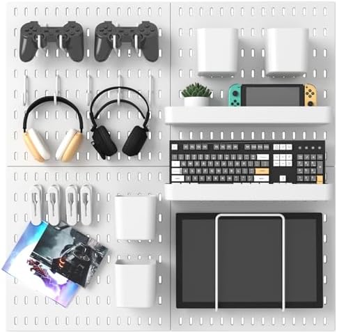 MULSAME Pegboard Combination Kit, 25.2" x 25.2" Wall Mounted Storage Set with 4 Pegboards & 20 Accessories Hanging, Peg Boards Organizer by MULSAME