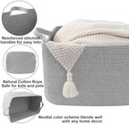 96L Woven Laundry Basket with Handles, Extra Blanket Basket, Grey - Image 3