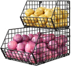 2-Tier Potato and Onion Storage Bin, Stackable Wire Baskets for Countertop by JKsmart