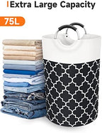 Fabspace Large Laundry Basket Laundry Hamper Bag Washing Bin Clothes Bag Collapsible Tall with Handles Waterproof Travel Bathroom College Essentials Storage for College Dorm, Family (Black) 75L - Image 5
