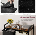 Huhote Double Compartment Laundry Basket, Laundry Sorter with Top Shelf, 2 Removable Washable Bags, Side Pockets, Black & White - Image 5