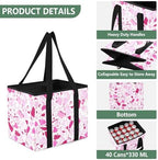 Trunk Organizer Collapsible Car Organizer with Handle Car Storage Box Bin for Groceries SUV Utility Tote Bag Portable Vehicle Container Pink Terrazzo - Image 3