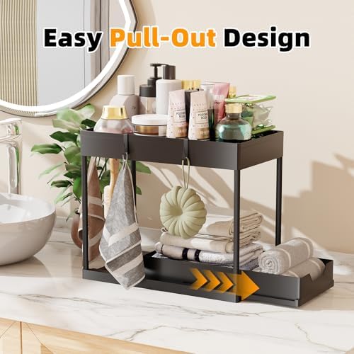 Simple Trending Under Sink Organizer 3 Pack, with Sliding Drawer, Black - Image 4