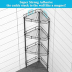 HuggieGems 4 Tier Floor Standing Corner Shower Caddy Organizer Shelf with Hooks, Bathroom Shelves Stand Rack, Black (Pack of 2) - Image 2