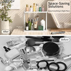 PEKER Bamboo Bathroom Organizer Countertop – Small Vanity Storage Shelf for Makeup, Perfume, Skincare – Natural Cosmetics Display Rack for Dresser, Sink, Kitchen –White - Image 5