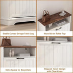 24" W Hidden Shoe Storage Cabinet with 2 Flip Drawers & Open Storage - Image 7