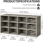 Garden 4 you Shoe Storage Bench, Cubby Shoe Rack with 12 Cubbies, 3-Tier Wood Shoe Rack Organizer, Shoe Organizer Cabinet for Entryway, Hallway, Closet and Garage, Grey - Image 2