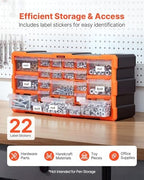 VEVOR 22-Drawer Storage Organizer, Plastic, Drawer Storage Cabinet for Garage Organization, Stackable Small Parts Organizer, Wall-Mounted Toolbox, for Hardware, Beads, Screws, Crafts, Building Bricks - Image 5