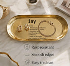 Pawpy Mate Catchall Tray Set of 2, Stainless Steel Oval Gold 7x3 Inch Vanity and Decorative Tray, Rust Resistant Stackable Modern Polished Organizer - Image 3
