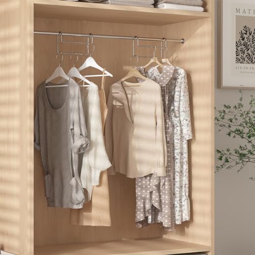 Space Saving Hangers for Clothes: 3 Pack 12 inch Magic Hanger Closet Organizer Metal Heavy Duty Hangers for Shirt Coat Pants Skirt Sorting Storage - Silver - Image 2