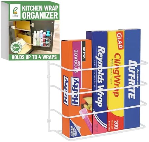 Evelots Kitchen Wrap & Food Bag Organizer Wall/Cabinet Mount, 1-Pack, White by Evelots