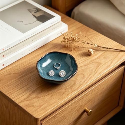 Ceramic Jewelry Tray, Ring Holder Floral Trinket Bowl for Women - Image 3