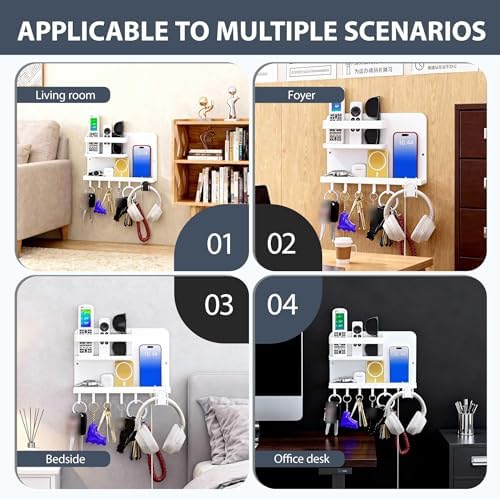 Metal Adhesive Wall Key & Mail Organizer with Shelf for Entryway - Image 4