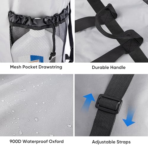 BALEINE 2PK 120L Laundry Bag Backpack, 900D Oxford Fabric Large Travel Laundry Bags with Shoulder Straps and 2 Mesh Pockets for College Dorm, Apartment, Laundromat (Gray, 120L) - Image 5