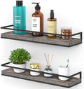 Meangood Floating Shelves Wall Mounted Set of 2, Rustic Wood Wall Storage Shelves for Bedroom,Living Room,Bathroom, Kitchen Pine by Meangood