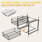 Under Sink Organizer, 2-Tier Pull Out Cabinet Organizer, Kitchen Bathroom Organizer and Storage, Spice Rack for Kitchen, Multi-use Sliding Drawers Shelves, Pack of 2 - Image 6