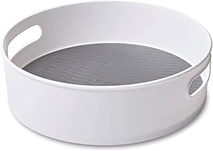 Copco 12 Inch Non-Skid Lazy Susan Turntable Organizer for Cabinet, Kitchen, Pantry, Bathroom - Smooth-Glide Rotating Storage with Raised Rim and Handles by Copco