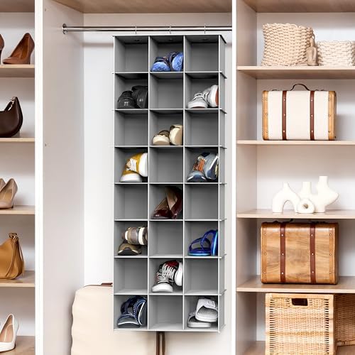 Simple Houseware 24 Section Shelves Hanging Shoes Organizer, Gray - Image 2