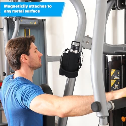 icolor Magnetic Gym Bag Water Bottle Carrier Holder with Phone Pockets & Shoulder Strap,Gym Magnetic Bag 5 Built-in Magnets Gym Accessories Organizer Sling Bottle Bag Pouch Sleeve - Image 5