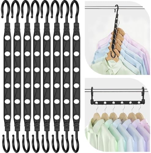 Space Saving Hangers for 48 Clothes, Reinforced Collapsible Hangers | 360° Swivel Hook, Fully Assembled, Hanger Hooks Space Saver for Closet Organizers and Storage, Dorm Room Essentials, Black by Latoxcaa-SpaceMaster