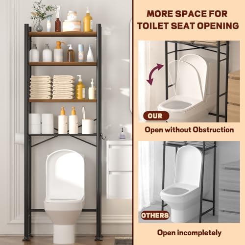 GloTika 4-Tier Over Toilet Storage, Anti-Tilt, 69.3" H, Brown - Image 6