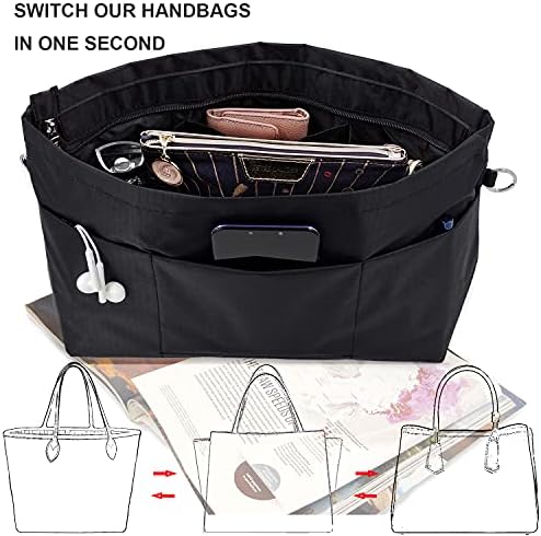 Handbag Tote Purse Organizer Insert, Small, Black - Image 7