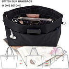 Handbag Tote Purse Organizer Insert, Small, Black - Image 7