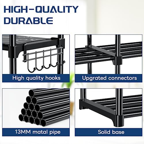 Mavivegue 10 Tiers Shoe Rack Tall Shoe Organizer Shoe Storage 55-65 Pairs Vertical Shoe Shelf Large Shoe Rack Organizer Stackable Shoe Racks for Entryway, Closet, Garage, Bedroom,Cloakroom -Black - Image 6