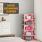 SpaceAid 5 Tier Rotating Shoe Rack Tower, Spinning Shoe Display Lazy Susan, Revolving 360 Shoe Rack Storage Round Carousel, Vertical Handbag Rotate Shoes Closet Organization (5-Tier Pink) - Image 5