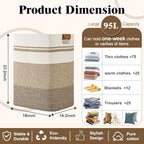Laundry Hamper, 95L Tall Laundry Basket with Leather Handles, Rectangle Large Clothes Hamper for Organizing, Cotton Woven Laundry Baskets Storage Hampers for Bedroom, Nursery, Living Room - Image 3