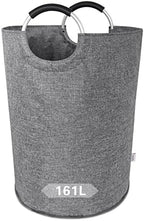 Oversized Laundry Basket, Huge Laundry Hamper Bag with Handles, 160L Grey by SweetMemoLiving