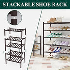 Smiry Bamboo Shoe Rack, 16 Vertical Slats, 4 Tier - 33.7" Wide, Brown - Image 5