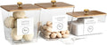 3 Pack Acrylic Laundry Room Organization Containers with Gold & Wood Knobs – Laundry Pods Container & Detergent Organizer Set | Clear Laundry Jars | Scoops & Customizable Labels | Storage Canisters by YHEcommerce92