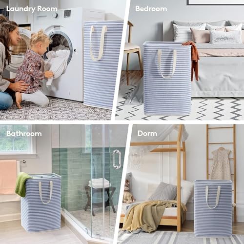 Lifewit 3 Pack Laundry Basket 80L Each, Collapsible Clothes Hamper with Reinforced Handles, Freestanding Waterproof Design for Bedroom and Laundry Room, Blue 240L Total | Foldable Washing Hamper, Dirty Clothes Basket, Laundry Bin for Storage, Clothes a... - Image 6