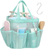 Mesh Shower Caddy Portable - 8 Pockets, S-Hook, Shower Bag for Dorm Camping by F-color