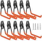 10 Pack Garage Hooks Heavy Duty Storage Organizer Wall Mount Power and Garden Tool Hangers, for Hanging Ladders, Ropes, Hose, Bulk Items by LUPYJI