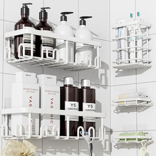 YASONIC Shower Caddy Adhesive, Rustproof Shower Organizer, Wall Shower Rack by YASONIC