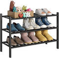 BMOSU 3-Tier Bamboo Shoe Rack Premium Stackable Shoe Shelf Storage Organizer for Hallway Closet Living Room Entryway Organizer (Black Bamboo) by BMOSU