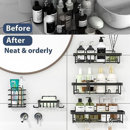 Liuoud 5 Pack Shower Caddy for Inside Shower, Black Bathroom Storage Decor - Image 5
