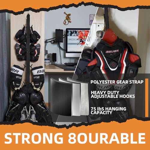 Hockey Hanger Portable Hanging Dryig Rack Hockey Gifts for Home and Outdoor Using in Ice Hockey Skating Football Camping Fishing 5 Hooks (Black-10hooks) - Image 5