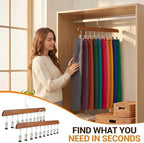 2-Pack Pants Hangers with Clips – 10 Clips Each, Space Saving Closet Organizer Hanger for Leggings, Jeans, Hats, Shorts, Belts, Scarves – Closet Organizer (2, Brown) - Image 6